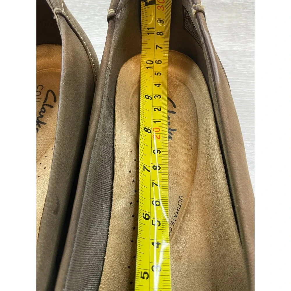 Clarks Carleigh Lulin Women's 10 Brown Loafer Nubuck Shoes‎ Comfort Chic Slip-On